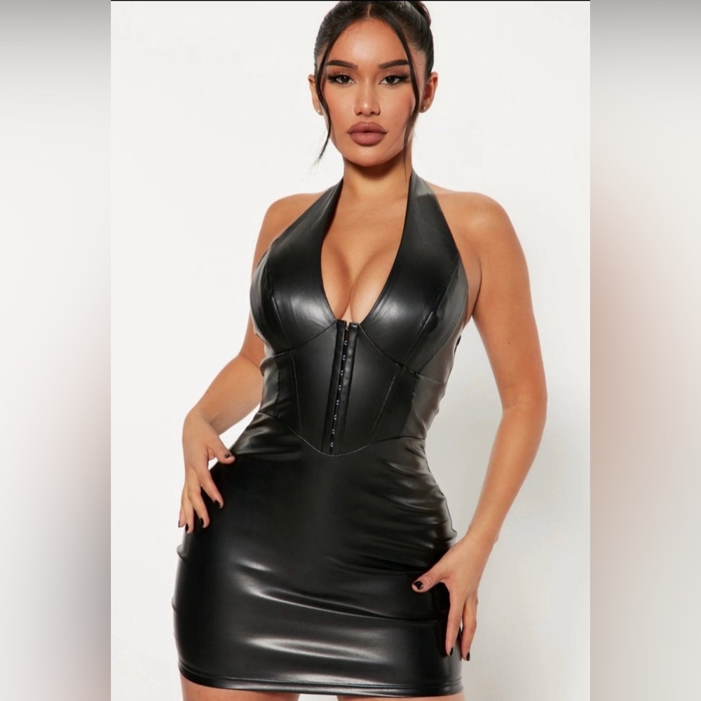 Fashion Novs Like It Hot Faux Leather Mini Dress Size XS